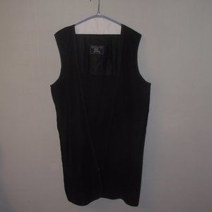 Vintage Burberry Women's Black Wool Long Line Vest / Coat lining